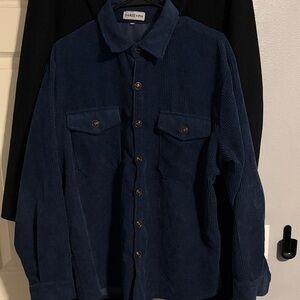 Blue Corduroy Button-Up Shirt